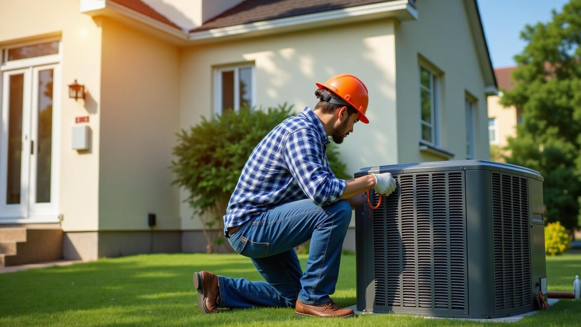 HVAC technician performing summer AC maintenance